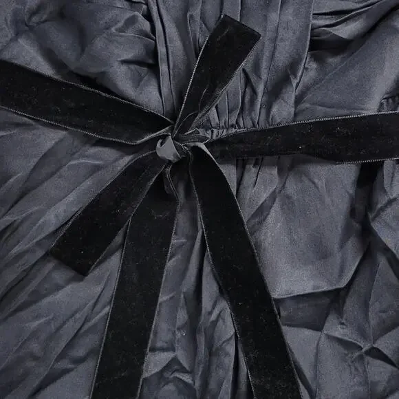 Banana Republic Womens Top Sz 8 Black Silk Strapless Ruched Velvet Sash Babydoll - Picture 12 of 12